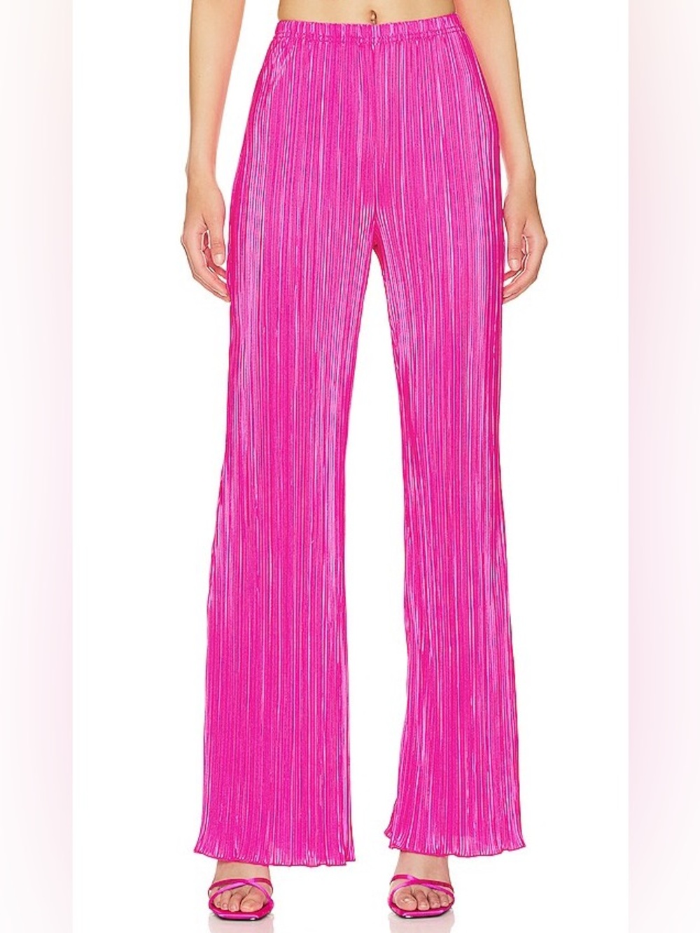 Good American always fits plisse Hot Pink Pleated Wide-Leg Pants